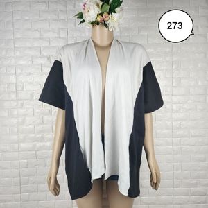 handmade black and off white open cardigan